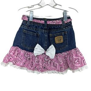 Kiddie Korral Denim Pink Bandana Bow Skirt Girls 5
